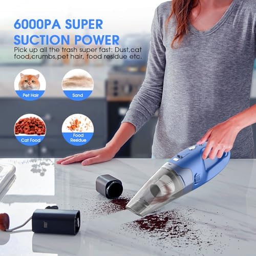 YOOHI Handheld Vacuum Cordless Rechargeable – 6000Pa Mini Hand Held Vacuum, LED Light, 20–25 Mins Runtime, USB Charging, 500ML Cup – Lightweight Small Vacuum Cleaner Cordless for Car/Office/Home - Image 5