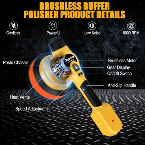 20V Brushless 6-Inch Random Orbital Cordless Buffer Polisher Kit - Image 2