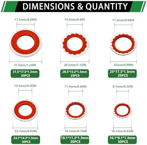 160PCS A/C Compressor Port Bonded Seal Gasket Kit, A/C Seal Washers - Image 2
