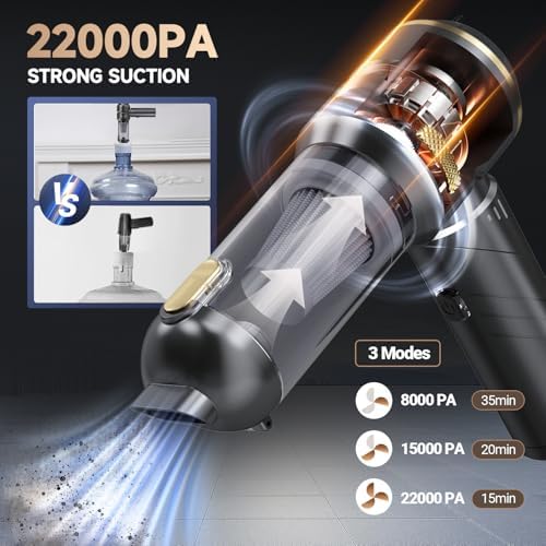 Car Vacuum Portable Cordless, Foldable Handheld Vacuum with Brushless Motor, 22000PA High Power Mini Hand Vacuum Cleaner & Air Blower & Duster & Pump for Home, Pet, Office - Image 2