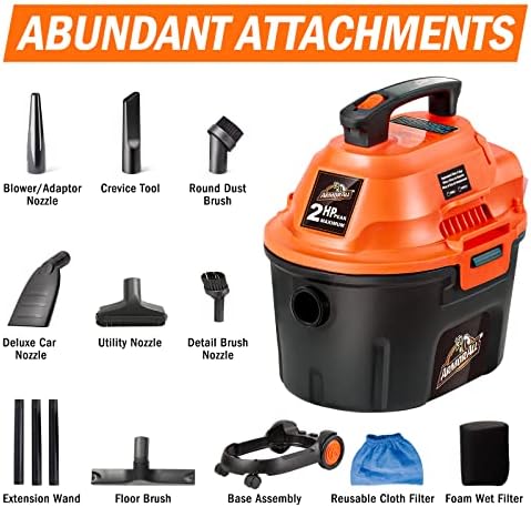 Armor All AA255W 2.5 Gal 2 Peak HP Wet/Dry Utility Vac Orange/Black - Image 4