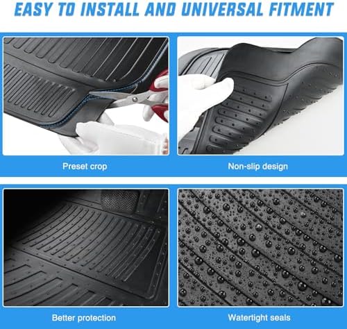 Nilight Rubber Floor Mats for Cars Trucks SUVs | Universal Trim to fit for Most Vehicles, All Weather Protection Heavy Duty Floor Liners, Pack of 4 - Image 4