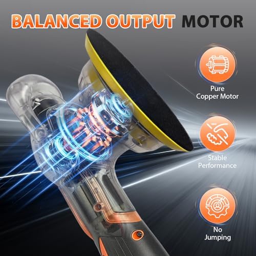 Cordless Car Buffer Polisher Kit, 2x4000mAh 21V Batteries, 6-Inch Orbital Car Polisher, 8 Variable Speeds, LED Display, 18-Piece Accessories for Waxing, Polishing & Scratch Removal - Image 2
