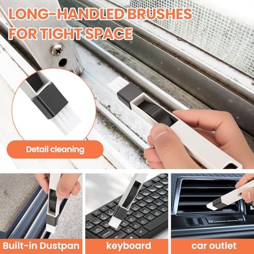 12pcs Window Track Cleaner Tool Set, Window Sill & Groove Cleaning Brushes with Hard Bristle Crevice Brush and Debris Pliers for Sliding Door Rails, Shower Door Tracks, Kitchen & Bathroom Gaps - Image 5