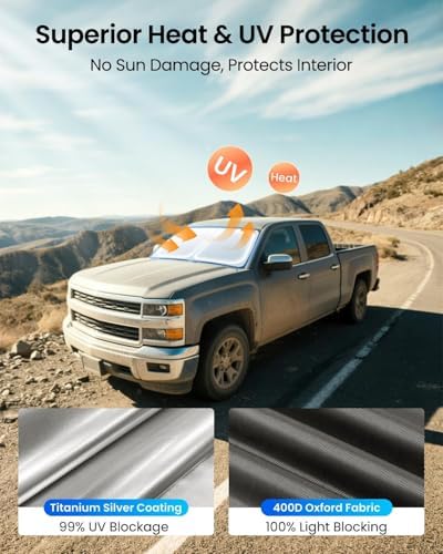 REEVAA Car Windshield Sun Shade for Ch-evrolet Silverado 1500 (2026-2019) - Image 3