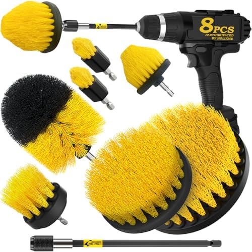 Holikme 8Piece Drill Brush Attachment Set - Power Scrubber Cleaning Kit by Holikme