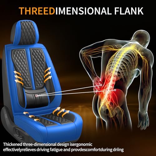 Fit Patriot Car Seat Covers Compatible with Jeep Patriot 2007-2015 2016 2017.Full Coverage Waterproof Leather,Compatible with Airbag,All - Weather Seat Cushion Protector(Full Set,Blue) - Image 7
