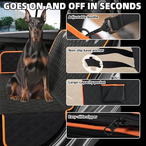 Smouatou Dog Car Seat Cover for Back Seat, Sturdy Backseat Extender for Dogs,New Scratch Resistant, Anti Slip Portable Dog Hammock,Suitable for Cars and SUVs,Car Travel Pet Bed (S) - Image 4