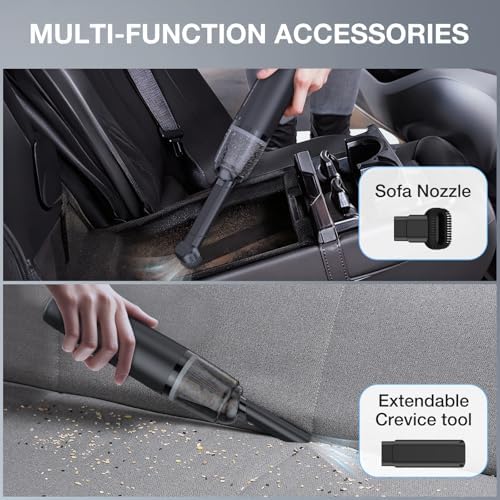 Car Handheld Vacuum Cordless 13000 PA Suction Power, Portable Mini Vacuum Cleaner for Car Home Office and Pet Hair, Black - Image 2