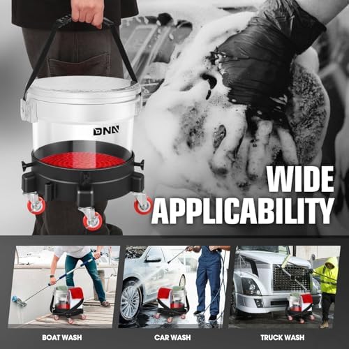 DNA Motoring 5 Gallon Washing System Includes 15.5L Bucket, Filtration System Insert, Five Castor, Bucket Dolly, and Lid for Car Wash and Detailing, Transparent, TOOLS-00603 - Image 7