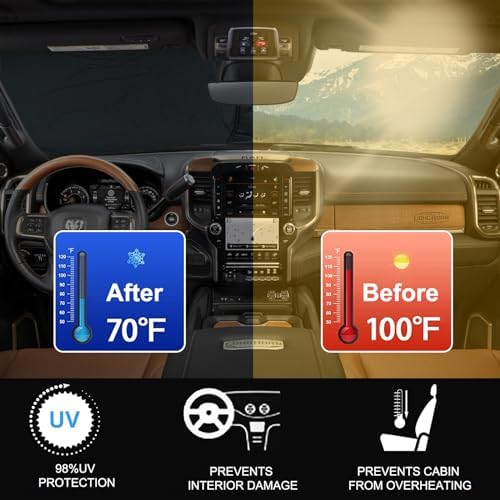 Foldable Front Windshield Sunshade Fit for Dodge RAM 2500 3500 2010-2026 - Image 2