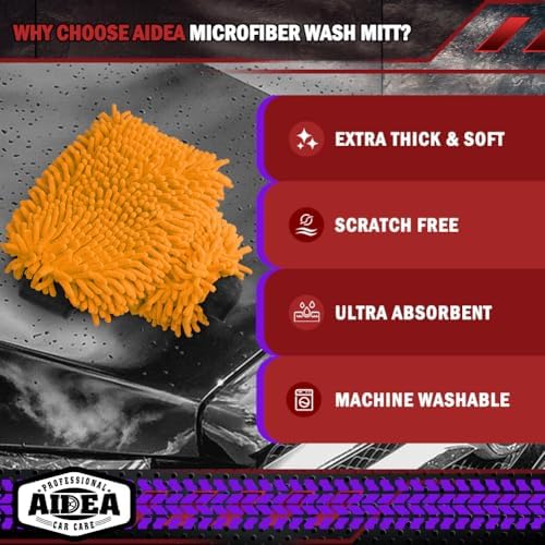 AIDEA Car Wash Mitt Microfiber, 1PK, Car Wash Brush, 7.12''X10.14'' - Image 3