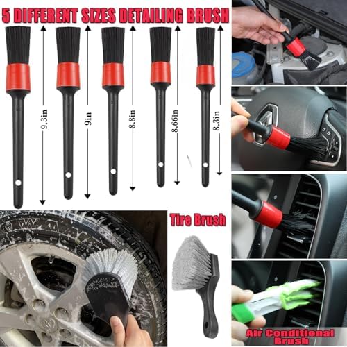 62'' Car Wash Brush with Long Handle, Car Wash Kit with Tire Brush, Tower, Window Squeegee, Chenille Microfiber,Car Detailing Brushes, Car Cleaning Brush Kit Supplies for Car, Truck, SUV, RV - Image 6