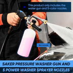 Saker High Pressure Washer Gun with 5 Color Quick Connect Power Washer Sprayer Nozzles,Only Compatible with High-Pressure Water Pipes of M22-14mm Diameter - Image 4