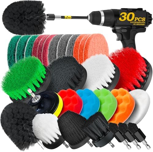 Holikme 30Piece Drill Brush Attachment Set - Power Scrubber Cleaning Kit by Holikme