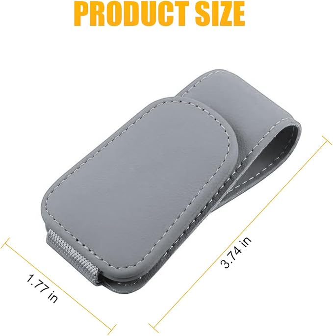 AICEL Sunglasses Holders for Car Sun Visor, Magnetic Clip, Light Gray | Leather Eyeglasses Hanger Mounter, Magnetic Glasses Holder and Ticket Card Clip, Car Accessories, Universal Fit - Image 2