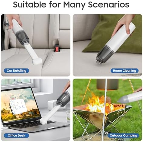 Handheld Vacuum Cordless, Car Vacuum Portable with 2 Suction Modes, Blow & Suction 2-in-1, Mini Vacuum Cleaner Rechargeable for Car, Home, Pet Hair, Office, Desk, Keyboards (White) - Image 4