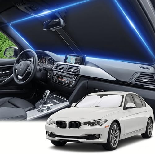 Windshield Sun Shade for BMW 3 Series 2013-2018 Sunshade Front Window Shade Custom Fit 3 Series Accessories Sun Visor Foldable Shade Blocks UV Rays Accessories by AuyNeas