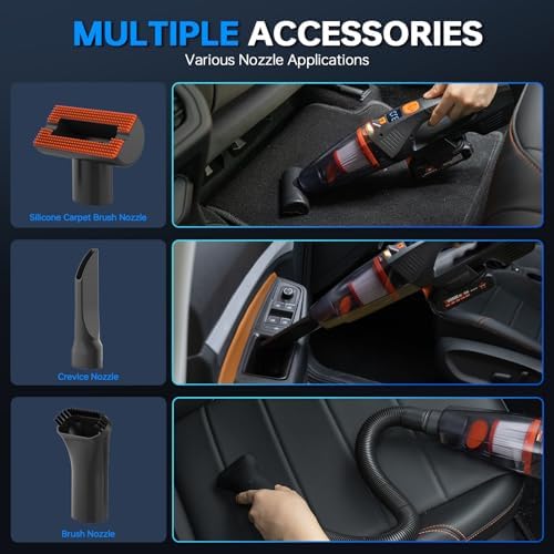 THINKWORK 20V Car Vacuum & Air Inflator, Dual Function High Power Handheld Cordless Vacuum with 18000pa Suction Power for Car Cleaning, Household Dust Removal, Inflation - Image 3