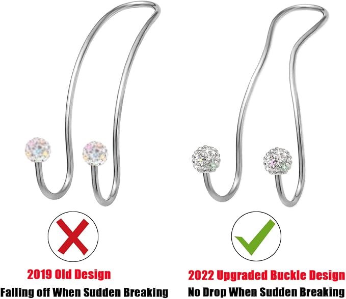 Bling Purse Hook for Car Headrest, Cute Car Seat Hooks (2Pack) | Upgraded,Durable Stainless,Car Purse Hanger,Purse holder,Rhinestones,Bag Hooks,Car Hooks for Purses and Bags Cute,White - Image 5