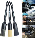 MVEQRRN 3PCS Car Detailing Brush Set, Boars Hair & Soft Auto Brushes - Image 4