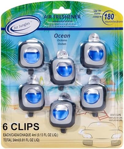 Air Jungles Ocean Scent Car Air Freshener Vent Clip 6 Ct, Long Lasting by AirJungles