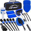 Windshield Cleaner Tool, 17Pcs Car Interior Detailing Kit, Detailing Brush, Towels, Duster, Car Cleaning Kit Interior for RVs, Truck, Trailer (Blue) by AUTODECO