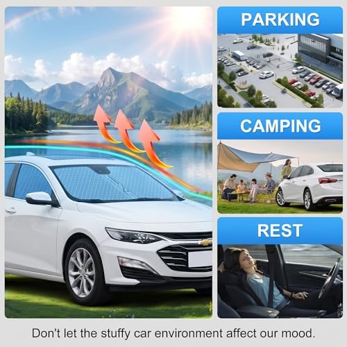Custom Fit Windshield Sun Shade for Chevy Chevrolet Malibu 2016-2026 - Image 6
