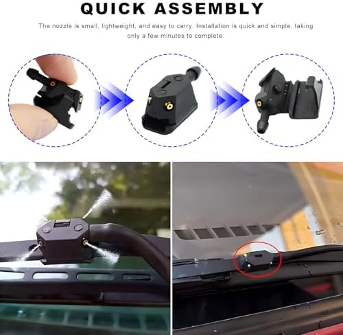 6 PCS Front Windshield Washer Nozzles, 4 Holes Car Windshield Washer Wiper Arm Sprayer, Auto Left Right Windshield Washer Squirter Nozzle Replacement, Universal Vehicle Accessories - Image 3