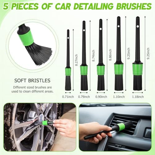 16 Pcs Windshield Cleaner Tool, Car Cleaning Kit with Various Detailing Brushes Set Spray Bottle Cleaner Towel Cleaning Gel Accessories Car Interior Detailing Kit for Windows Vents(Green) - Image 5
