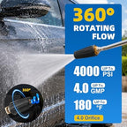 Pressure Washer Nozzles, 2 Pack 4000 PSI 360° Rotating Pressure Washer Tips Turbo Nozzle with 1/4" Quick Connect，7 Pack Pressure Washer Nozzle Tips Powerfully Cleaning for Car Concrete Brick - Image 2
