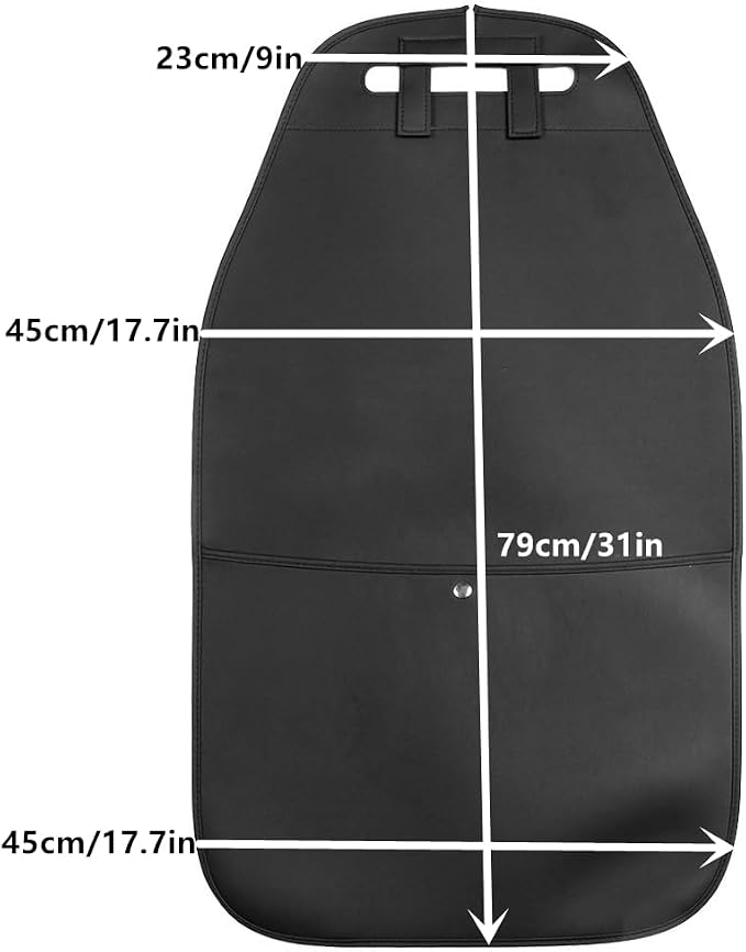 HCMAX 2 Pack Kick Mat Car Seat Back Protector Waterproof Easy to Clean Multifunctional Organizer Storage Bag Travel Accessory PU Leather Black - Image 5