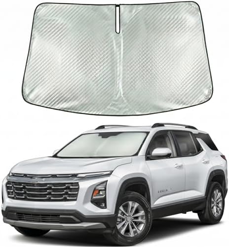 Windshield Sun Shade Custom Fit for 2025-2026 Chevrolet Equinox, Advanced Diamond-Patterned Heat Shield to Block UV Rays, Foldable Auto Window Visor, Precise Mirror Cutout by Giselia