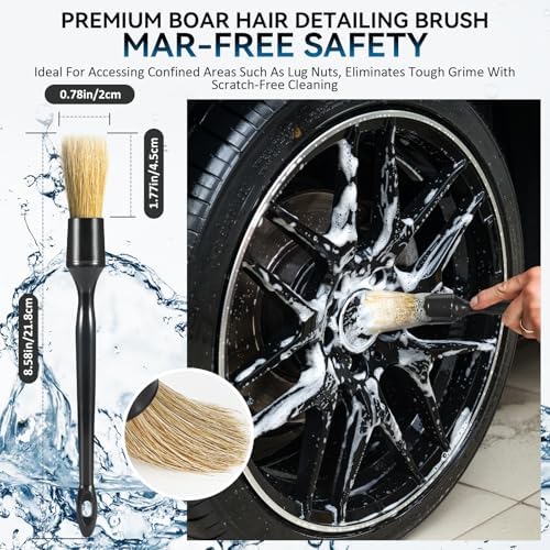 Tire Brushes for Cleaning Tires, Car Wheel Brushes for Cleaning Wheels, Rim Cleaner Brush for Car Detailing, Premium Wheel Cleaner Brush Kit Safe for Cars, Trucks, SUVs, RVs, Motorcycles - Image 6