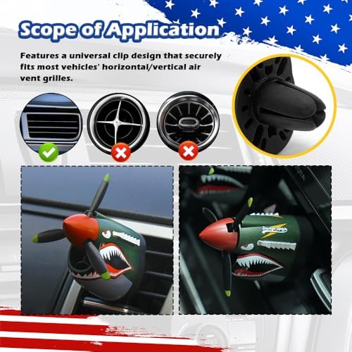 2026 New P-40 Warhawk Car Air Freshener,P-40 Fighter Car Vent Clips with Spinning Propeller for Reducing Odors,Universal Air Vent Decorations for Cars as Gift for Men & Pilots (P-40 Fighter Plane) - Image 6