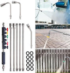 LIULO TOOL 9 Pack Pressure Washer Extension Wand, Stainless Steel Power Washer Lance with 6 Nozzle Tips for Gutter Cleaning, 3 Gutter Cleaner Attachments Curved Rod, 1/4 inch Quick Connect, 4000 PSI - Image 2