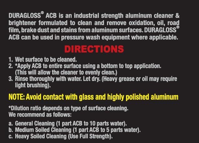 Duragloss 861 Automotive Aluminum Cleaner and Brightener, 1 gallon, 1 Pack - Image 2