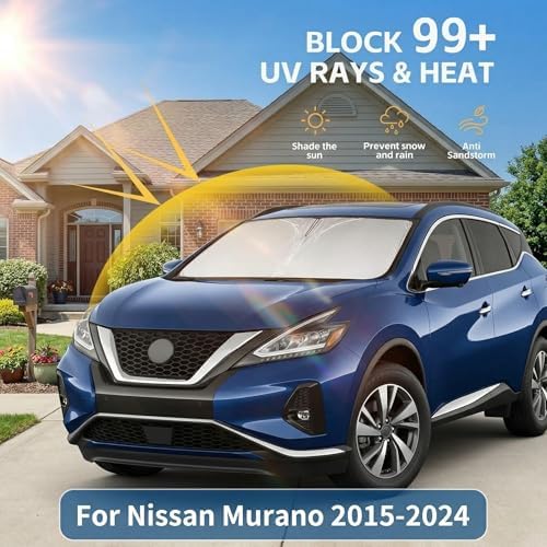 Windshield Sun Shade for Nissan Murano 2015-2024 Sunshade Front Window Shade Custom Fit Murano Accessories Sun Visor Foldable Shade Blocks UV Rays Accessories - Image 2