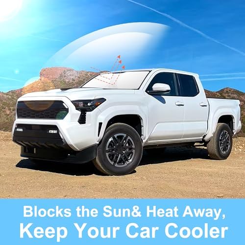 TINGLU Sun Shade for Toyota Tacoma 2016-2024 2025 2026 Accessories Windshield Sun Shade Window Shade UV Rays Protection Sun Visor Cover with Steering Wheel Sunshade Storage Bag - Image 5