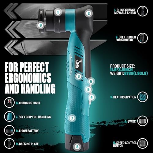 AUTIWOZ Cordless Mini Polisher Fast Change 1/3inch 12mm and 3mm Orbital, DA/RO Small Polisher for Car Detailing 6 Speeds, 2Pcs 2000mAh Li-ion Batteries, with Collet, Cone Cylinder Polishing Pads - Image 5