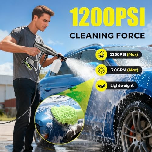 YKYI Cordless Pressure Washer 1200PSI, Portable Power Washer with 30 speeds - Image 2