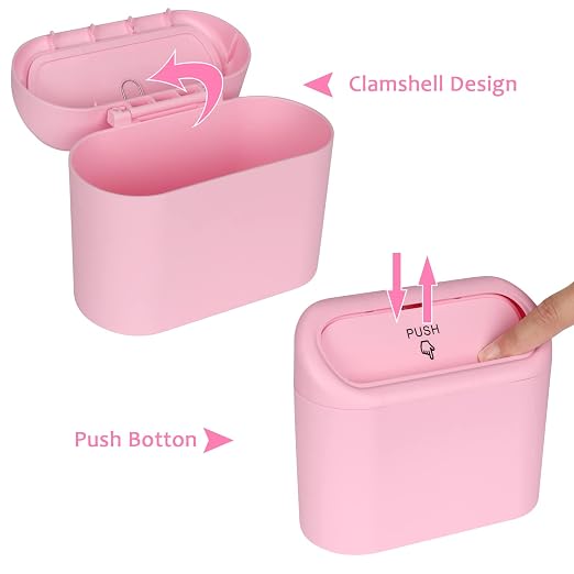 Accmor Car Trash Can with Lid, Leakproof Vehicle Garbage Organizer Holder Bin with 60 Pack Trash Bags, Mini Auto Dustbin Accessories Storage Container for Vans, SUVs, Office (Pink) - Image 3