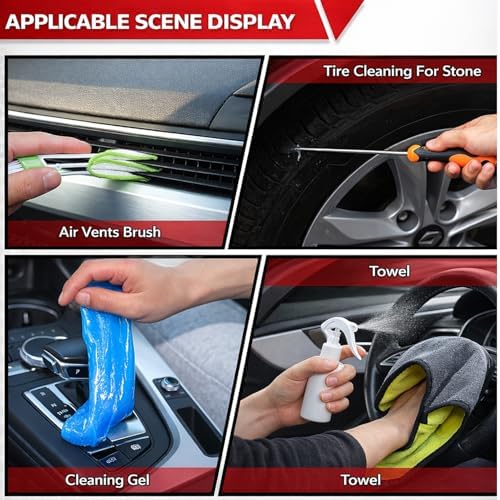 63PCS Car Wash Cleaning Kit,Car Wash Brush with Long Handle,Car Detailing Kit with Foam Gun,Car Cleaning Supplies,Handheld Vacuum, Car Detailing Kit (63PCS) - Image 7