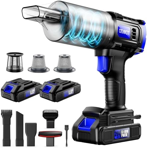 Car Vacuum Cordless, 35000PA Strong Suction Handheld Vacuum with 2 Detachable Batteries, 60Min Runtime Portable Vacuum Cleaner for Car Detailing, Pet Hair, Home Couch & Office, 350ML XL Dust Cup by CarVacuum