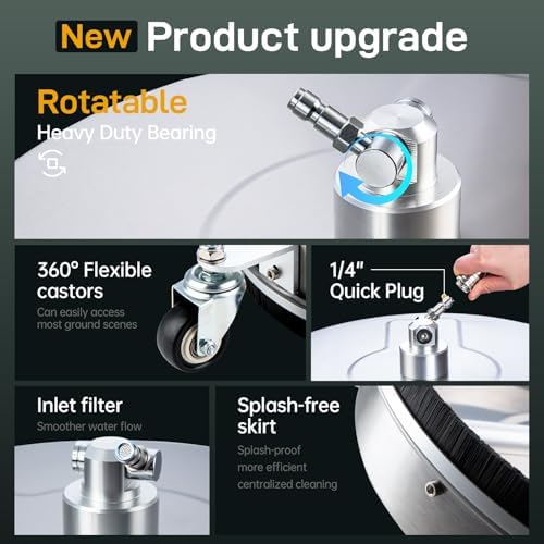 TOR 16.5" Pressure Washer Surface Cleaner with 4 Wheels, Surface Cleaner for Pressure Washer, 2 Extension Wands, 2 Replacement Nozzles, Power Washer Surface Cleaner for Concrete, Driveway - Image 7