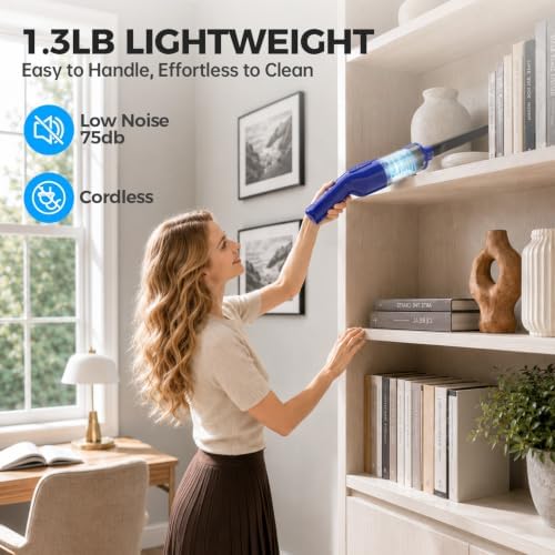 dormzie Handheld Vacuum Cordless, Car Vacuum with 19000Pa Powerful Suction,1.3 lbs Lightweight, Type-C Charge, Multiple Accessories for Car Home Office Pet - Image 5
