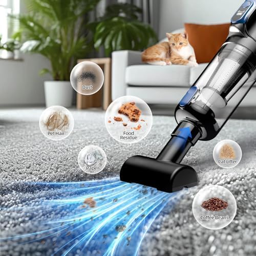 MONOZEL Car Vacuum Portable Cordless, 18000Pa 2 in 1 Vacuum Cleaner&Air Duster, 130W Brushless Motor Handheld Vacuum Cordless with 7800mAh Battery, LED Light, Multi-Nozzles for Car, Home, Office, Pet - Image 3