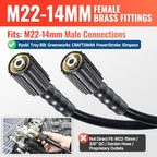 YAMATIC Pressure Washer Hose 25 FT 1/4", M22-14mm Females - Image 5