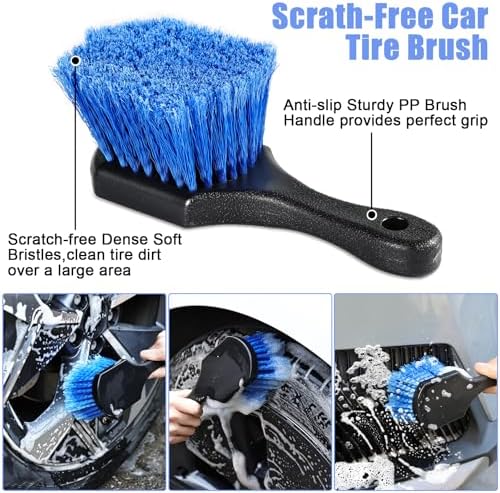 anngrowy 62" Microfiber Car Wash Brush with Long Handle Car Washing Mop Kit Mitt Sponge Car Cleaning Supplies Duster RV Washing Car Brushes, 1 Chenille Scratch-Free Replacement Head (Blue&Yellow) - Image 5