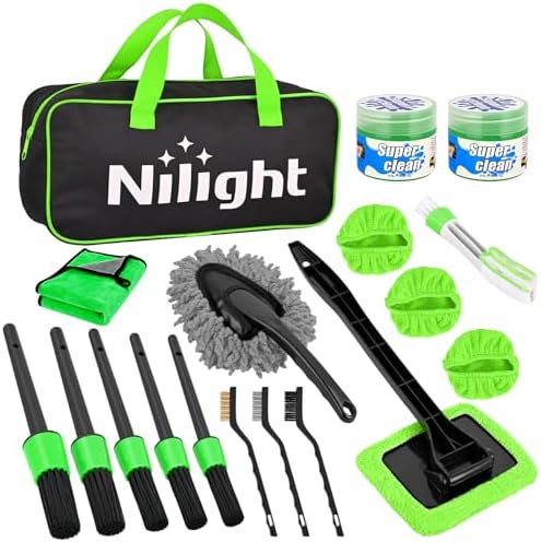 Nilight 15PCS Car Detailing Kit for Interior Exterior Car Care, Green by Nilight